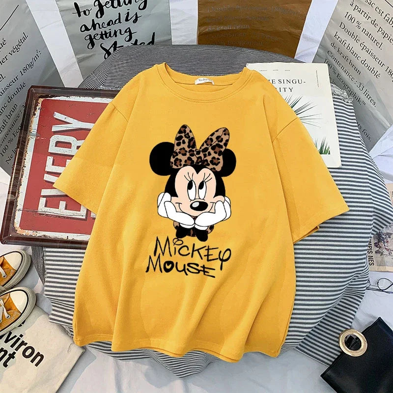 Kawaii Womens T-shirts Mickey Anime Blouses Y2k Clothing Graphic T Shirts Clothes Harajuku Oversized T Shirt Tops Harajuku