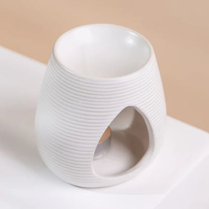 Porcelain Aroma Burner Candle Holder - Essential Oil Warmer, Tealight Fragrance Lamp for Home Decor