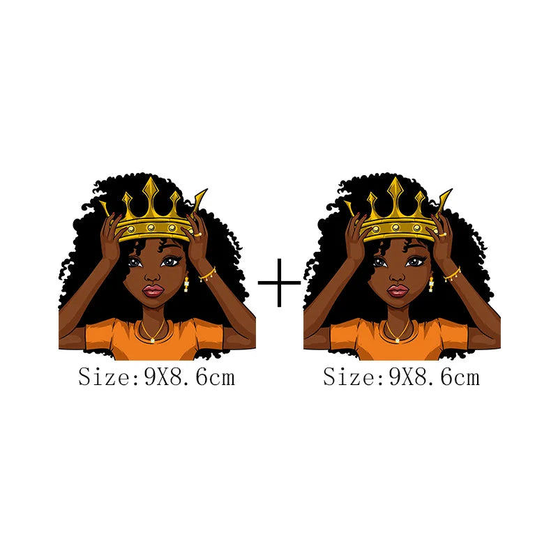 Afro Women Heat Transfer Patch For Clothing Fashion Black Girl DIY T-Shirt Hoodie Iron On Patch On Men And Women Clothes Sticker