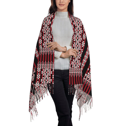 Kabyle Jewelry Scarf Wrap Women Long Winter Fall Warm Tassel Shawl Unisex Amazigh Carpet Berber Scarves