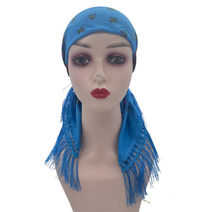 Ethnic Fringed Headband Bandana Babushka Headwrap Shawl Retro Floral Printed Shawls 2023 New Women Russian Style Square Scarf