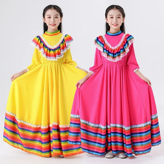 Mexican Clothing Children's Skirts Scottish Spanish Ethnic Costumes Women's Traditional Performance Clothes for Children's Day