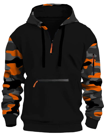 Autumn and winter men's new casual hoodie quality camouflage arm zipper long-sleeved pullover trend hoodie ins fashion Skids