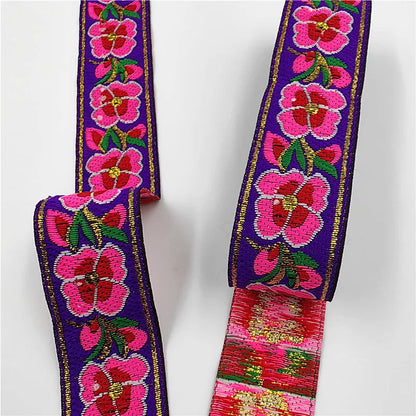 7 Meters 3.3cm Flowers Pattern Embroidered Jacquard Ribbons Woven Lace Trim For Garment Bag Curtain Sewing African Lace Fabric