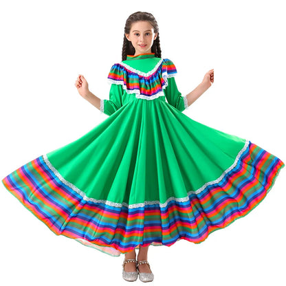 New Halloween Costume Girls School Stage Cosplay Costume Mexican Ethnic Dance Dress Up