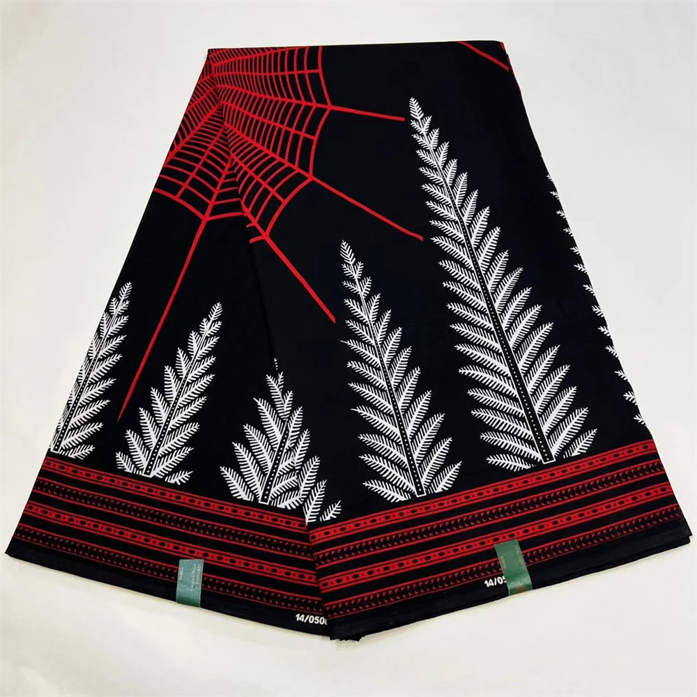 African Wax Fabric High Quality Wax Wholesale Nigeiran Wax Prints Material 6 Yards Black And White Red