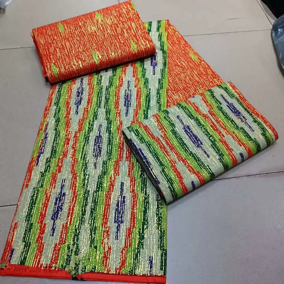 KENTE 4+2YARD 2024 Latest Design 6 Yards/lot African Fabric Gold Powder Ankara 100% Cotton Farbic For Sewing Wax Print Fabric