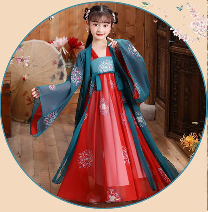 New Retro Chinese Hanfu Dress Imitation Chinese Tang Dynasty Girls Dress