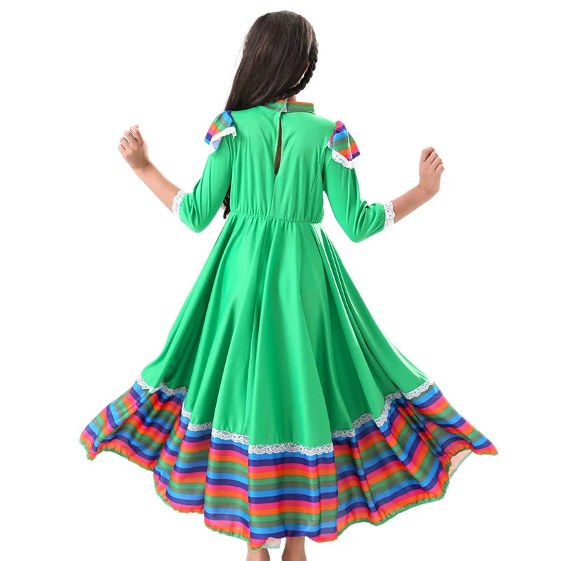 New Halloween Costume Girls School Stage Cosplay Costume Mexican Ethnic Dance Dress Up