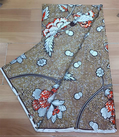 Hot Sale 100% Cotton Veritable African Wax Print Fabric Golden Real Wax African Ankara Fabric 6 yards Ghana Loincloth