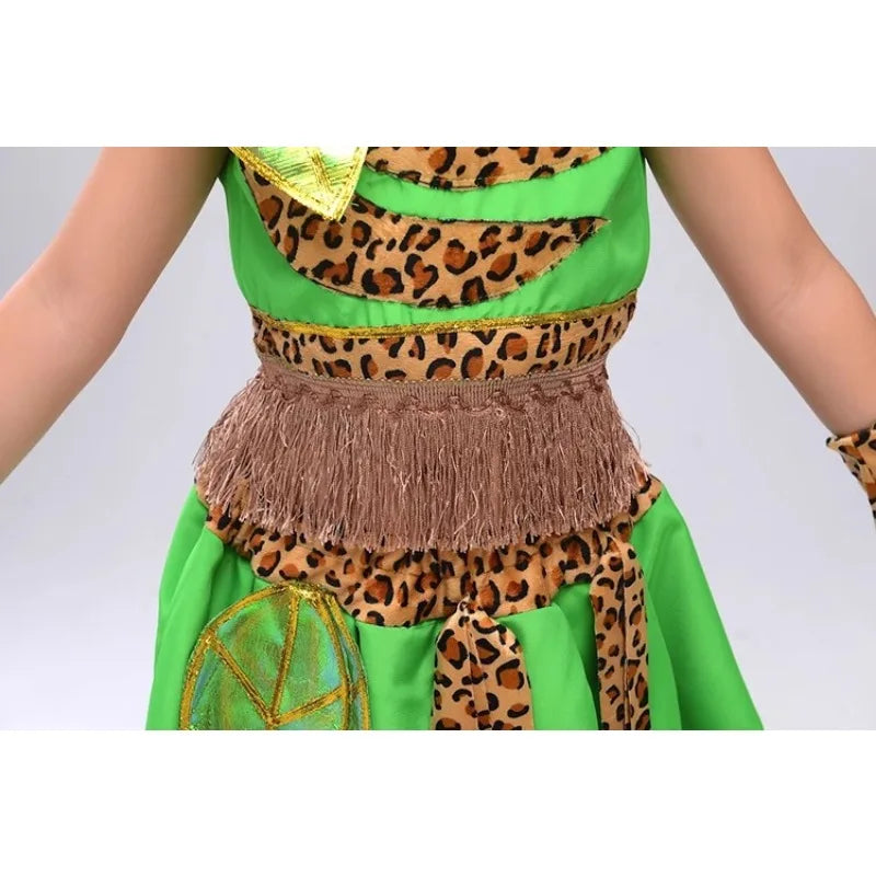 Green Children's Wear Plays Out Costume Tage Costume African Dance Indian Savage Hunter Show Costume Dance Costume  -BC9886