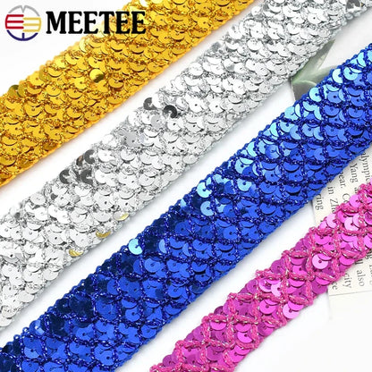 2/5/10M 15/20/35mm Sequin Ribbons Lace Trim for Sewing Wedding Party Laces Fabric Garment Decor Band DIY Supplies Accessories