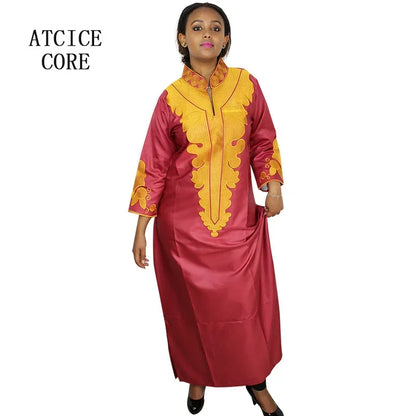 Dashiki  Dresses Bazin Riche Traditional African Clothing Long Sleeve For Ladies Without Scarf