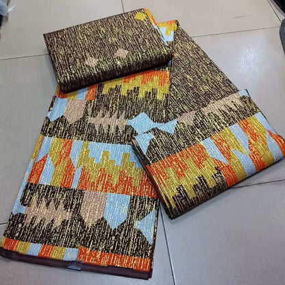 KENTE 4+2YARD 2024 Latest Design 6 Yards/lot African Fabric Gold Powder Ankara 100% Cotton Farbic For Sewing Wax Print Fabric