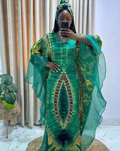 Outfits Dashiki African Dresses for Women Summer Kaftan African V-neck Polyester Plus Size Long Maxi Dress Gowns Ankara Dresses