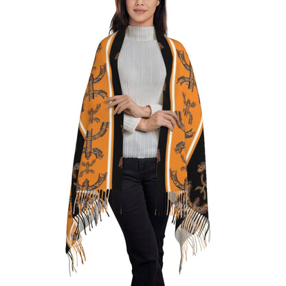 Amazigh Foutha Kabyle Scarf Wrap Women Long Winter Warm Tassel Shawl Unisex Mediterranean Geometric Scarves