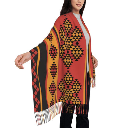 Amazigh Foutha Kabyle Scarf Wrap Women Long Winter Warm Tassel Shawl Unisex Mediterranean Geometric Scarves