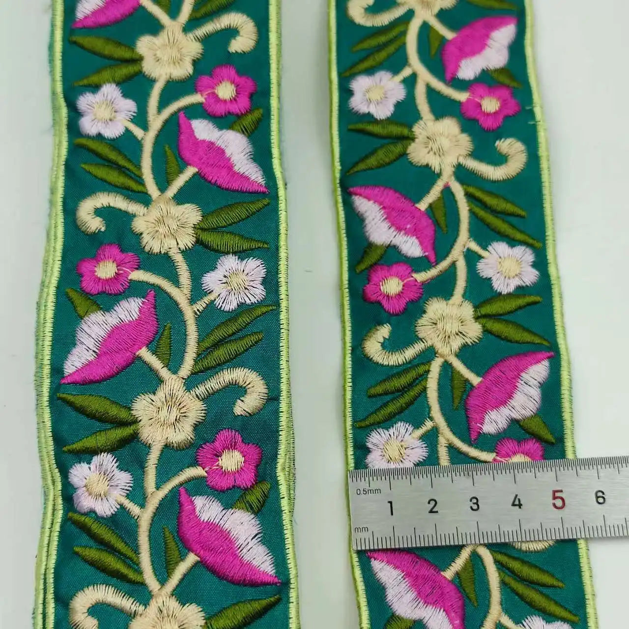 4.3-5cm Width Embroidered Flowers Lace Webbing For Needlework Dentelle Sewing Accessories, Sell by Yard