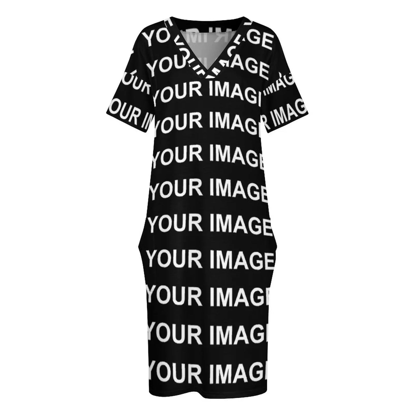 Your Image Customized Casual Dress Summer Custom Made Design Kawaii Dresses Ladies V Neck Print Street Style Dress Plus Size 5XL