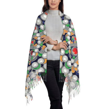 Amazigh Berber Kabyle Jewelry Scarf Wrap Women Long Winter Fall Warm Tassel Shawl Unisex Africa Ethnic Style Scarves