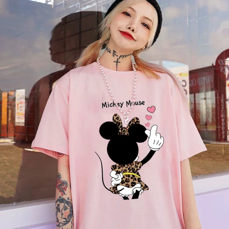 Kawaii Womens T-shirts Mickey Anime Blouses Y2k Clothing Graphic T Shirts Clothes Harajuku Oversized T Shirt Tops Harajuku