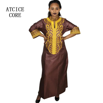 African dresses for women dashiki soft embroidery desing long dress without scarf