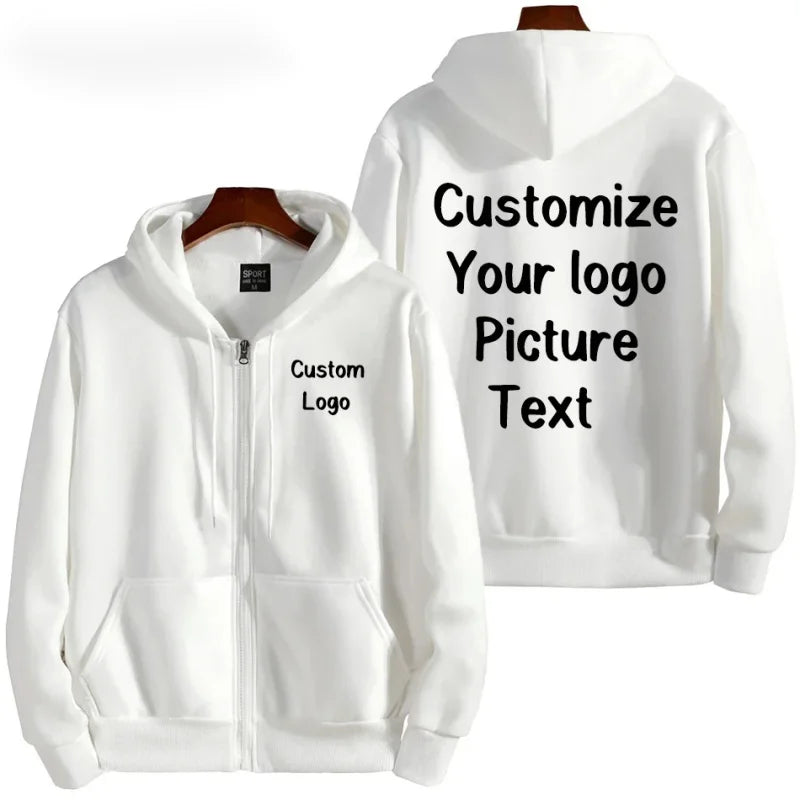 Custom Your Logo Zipper Hoodies Women Men Fashion Long Sleeve Hooded Sweatshirt Hot Sale Casual Autumn Winter Sportwear Clothes