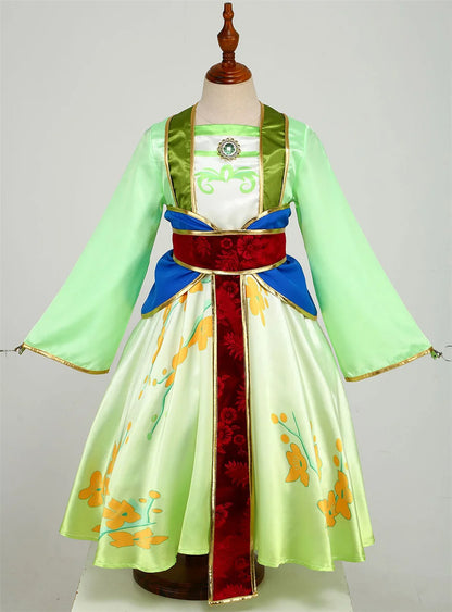 Kids Mulan Cosplay Princess Dress Girls Chinese Style Hanfu Traditional Costume Children Birthday Carnival Party Fairy Clothing