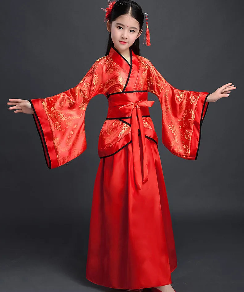 Hanfu Children 2023 Chinese Costume Kids Flower Girl Dresses Traditonal Stage Wear Women Dance Costume Adult Fairy Dress