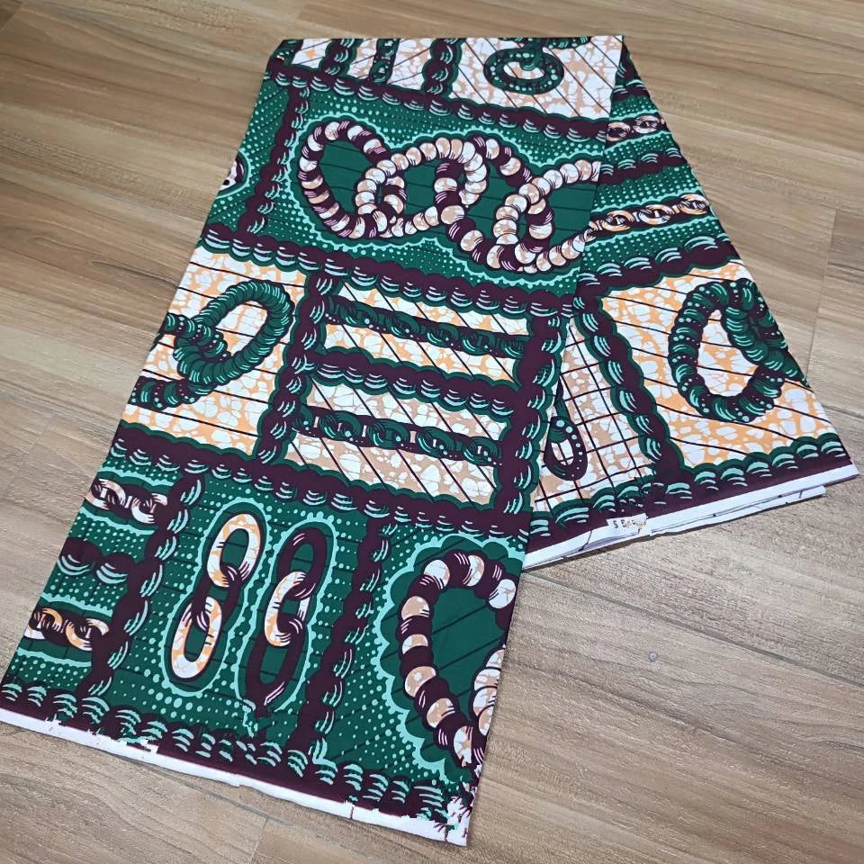 2019 Green Ankara African Wax Prints 100% cottonr Fabric Binta Real Wax High Quality 6 yard African Fabric for Party Dress