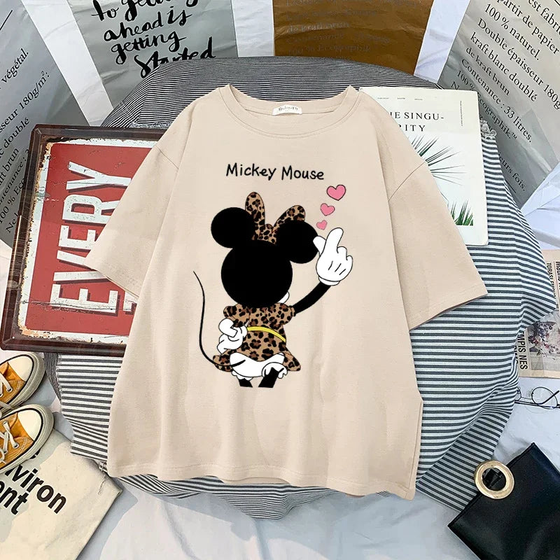 Kawaii Womens T-shirts Mickey Anime Blouses Y2k Clothing Graphic T Shirts Clothes Harajuku Oversized T Shirt Tops Harajuku