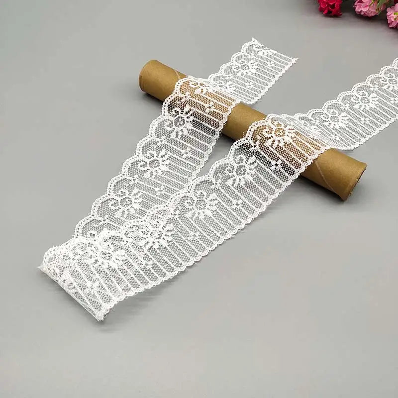 Wholesale 10 Yards White Lace Ribbon Lace Trim Fabric DIY Embroidered Lace trimmings for Sewing Accessories African Fringe Lace