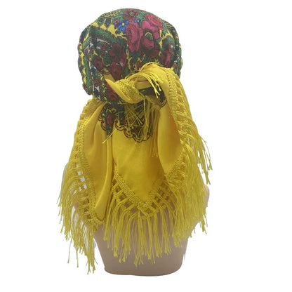 Ethnic Fringed Headband Bandana Babushka Headwrap Shawl Retro Floral Printed Shawls 2023 New Women Russian Style Square Scarf