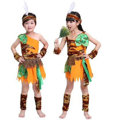 June 1st International Children's Day Wild Man Performance Costume Dance Costume Primitive Indian Hunter Performance Costume