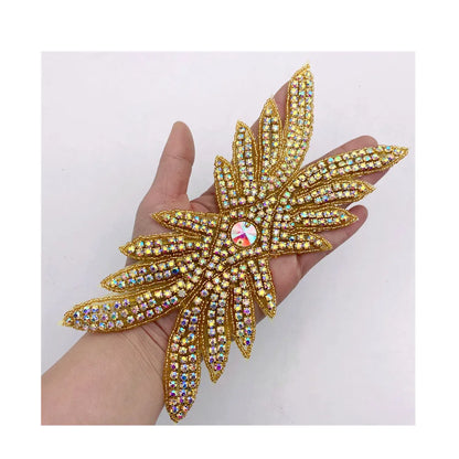 1PCS  AB Silver Rhinestone Applique flower patches Iron on/sew on wedding dress accessories For Clothes Decoration