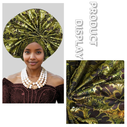 Exaggerated Fan-shaped Auto Gele Alrady Made Headtie for Women African Lady Headwraps Wedding Party Head Ties Female Turban Cap