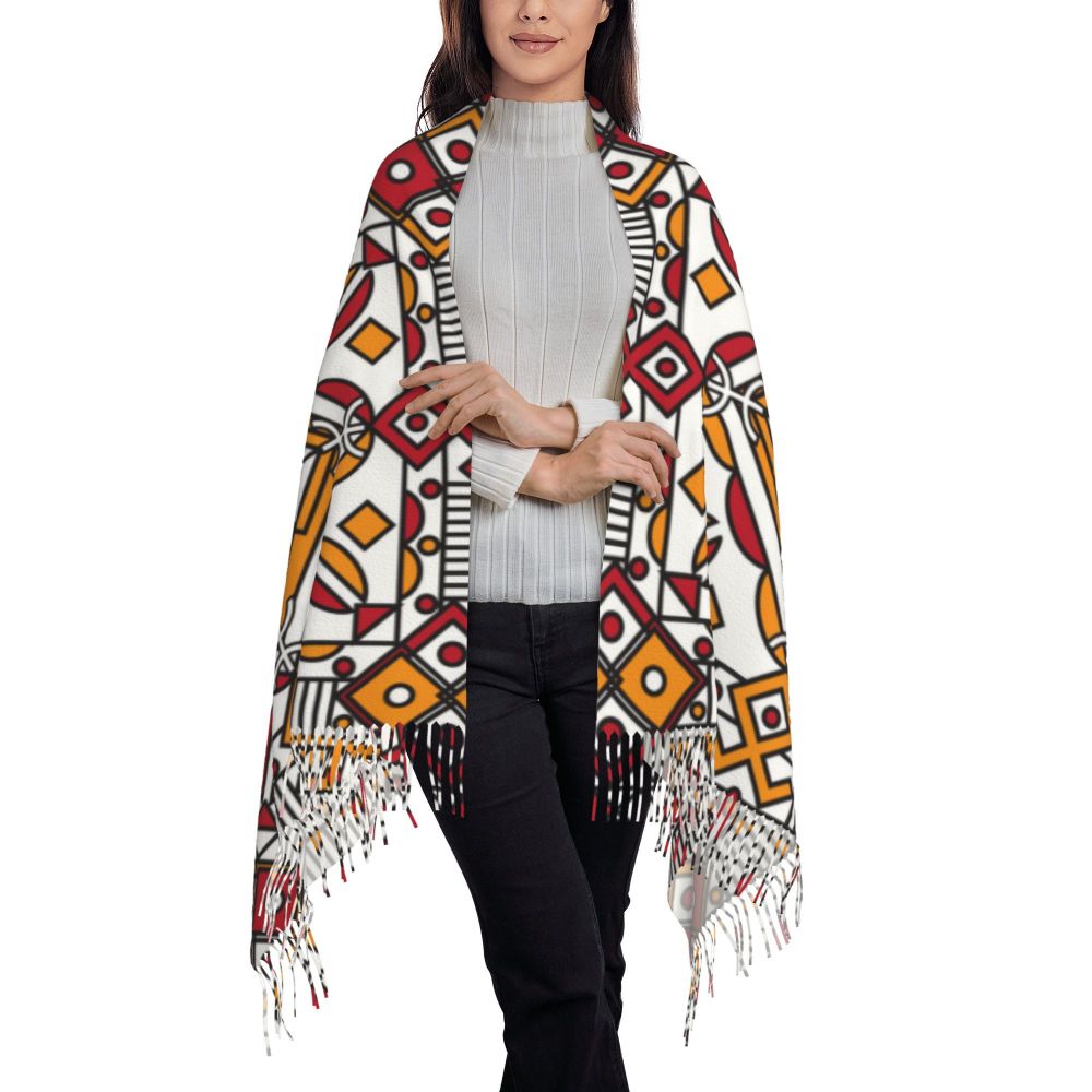 Amazigh Foutha Kabyle Scarf Wrap Women Long Winter Warm Tassel Shawl Unisex Mediterranean Geometric Scarves