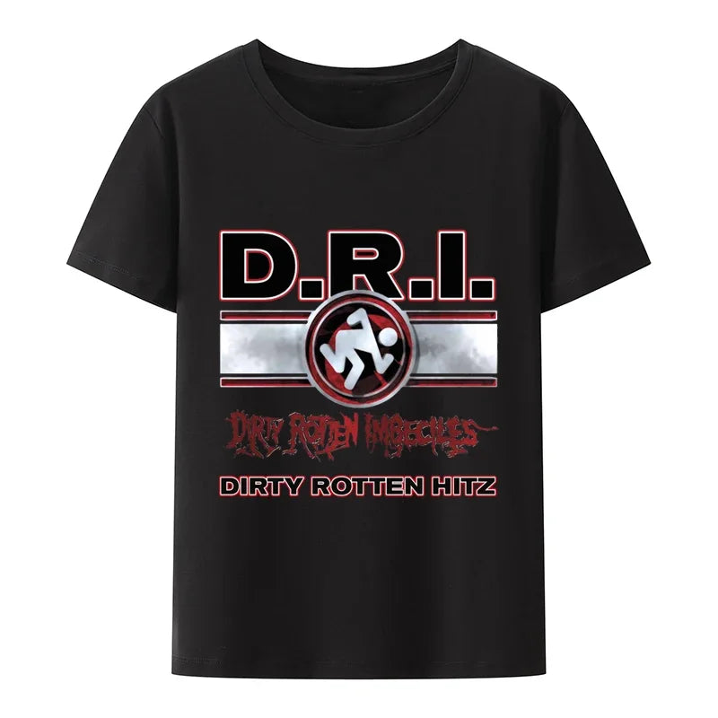 D.R.I. Dirty Rotten Imbeciles Band T-Shirt - Skanker Logo Men's Black Tee for Hip-Hop & Casual Wear