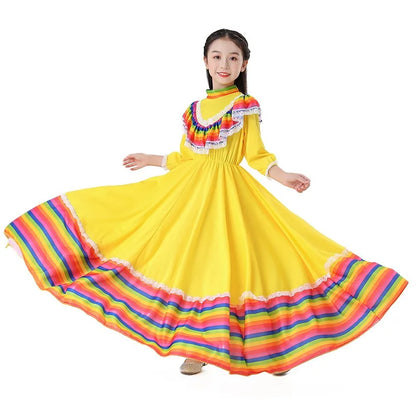 Mexican Clothing Children's Skirts Scottish Spanish Ethnic Costumes Women's Traditional Performance Clothes for Children's Day