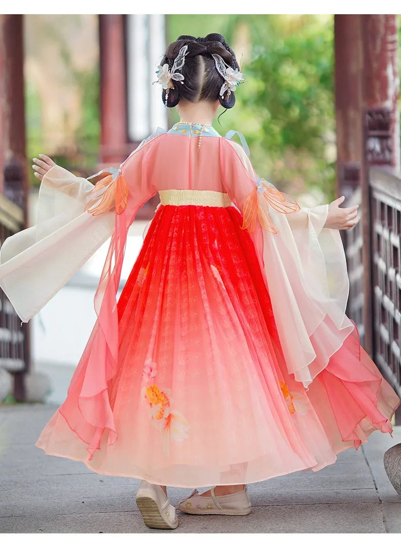 Chinese Kids Hanfu Dress Cute Girl Carnival Cosplay Costume Ancient Traditional Child Hanfu Dance Perform Dress Christmas Gift