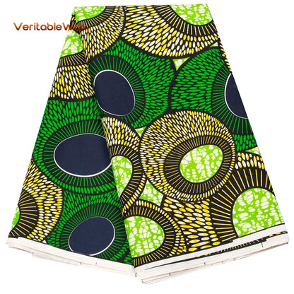 Veritablewax Fan Pattern African Fabric By the Yard Polyester Material For Handsewing High Quality Cloth for Party Dress A-27