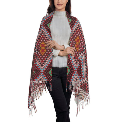 Amazigh Berber Kabyle Jewelry Scarf Wrap Women Long Winter Fall Warm Tassel Shawl Unisex Africa Ethnic Style Scarves