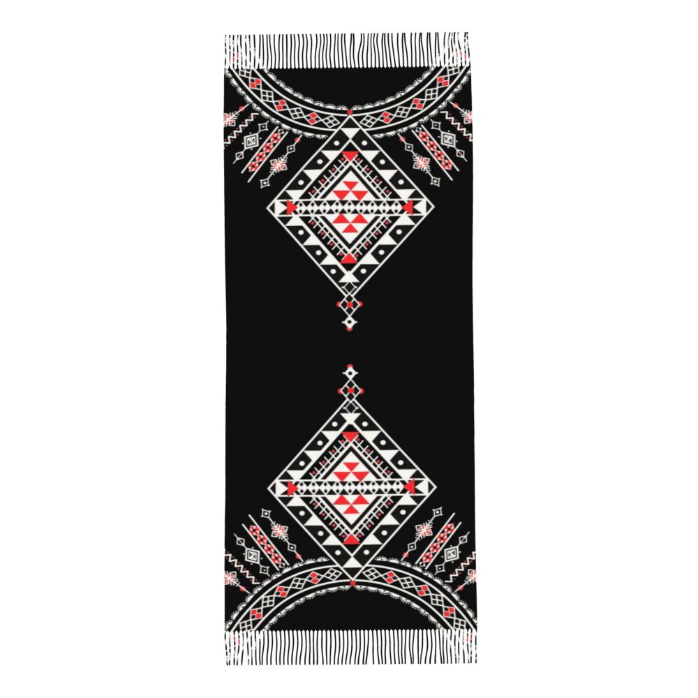 Kabyle Jewelry Scarf Wrap for Women Long Winter Fall Warm Tassel Shawl Unisex Amazigh Africa Ethnic Style Scarves