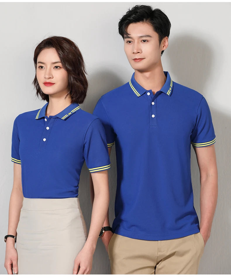 Men Polo T-shirt Logo Customizable Golf Hombre Polos 50% Cotton Daily Smart Casual Clothing Summer Autumn Lapel Top Personalized