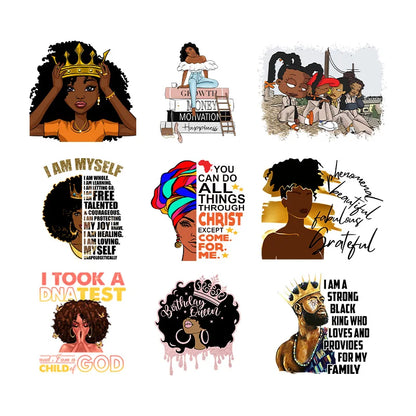 Afro Women Heat Transfer Patch For Clothing Fashion Black Girl DIY T-Shirt Hoodie Iron On Patch On Men And Women Clothes Sticker