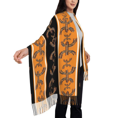 Amazigh Foutha Kabyle Scarf Wrap Women Long Winter Warm Tassel Shawl Unisex Mediterranean Geometric Scarves