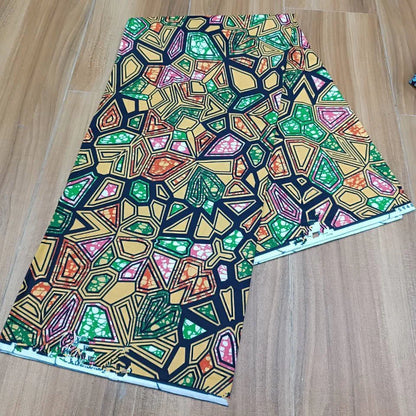 2019 Green Ankara African Wax Prints 100% cottonr Fabric Binta Real Wax High Quality 6 yard African Fabric for Party Dress