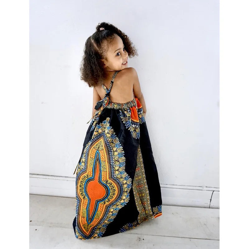 African Clothes Kids Fashion Dashiki Dress Robe Africaine Baby Girl Clothes Bazin Riche Sleeveless African Dresses for Girl