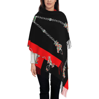 Amazigh Foutha Kabyle Scarf Wrap Women Long Winter Warm Tassel Shawl Unisex Mediterranean Geometric Scarves