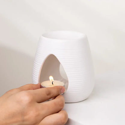 Porcelain Aroma Burner Candle Holder - Essential Oil Warmer, Tealight Fragrance Lamp for Home Decor